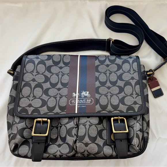 Coach 70077 Signature Shoulder Bag PVC PRE-OWNED - Picture 1 of 13